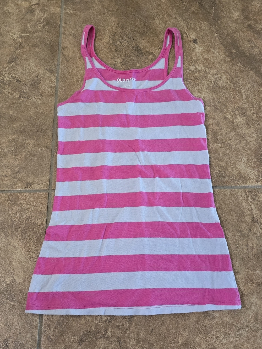 Pink White Bold Striped | OLD NAVY | Long Tank